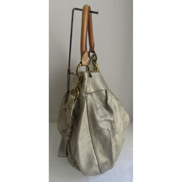 J. Crew Shoulder Bag Vintage Silver Metallic Leather Crossbody Detachable Strap - Picture 4 of 7
